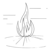 Simple Hand-Drawn Bonfire Outline in Flat Design vector