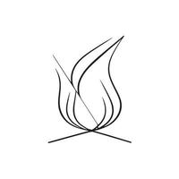 Simple Hand-Drawn Bonfire Outline in Flat Design vector