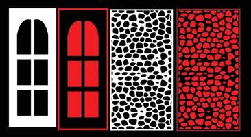 Decorative wall panels set Jali design for graphic and plywood,partition, foam, acrylic and CNC machine cutting. vector