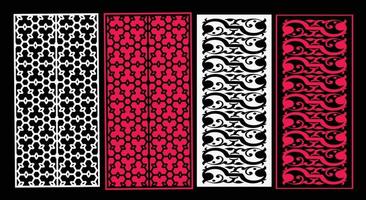 Decorative wall panels set Jali design for graphic and plywood,partition, foam, acrylic and CNC machine cutting. vector