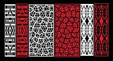 Decorative wall panels set Jali design for graphic and plywood,partition, foam, acrylic and CNC machine cutting. vector