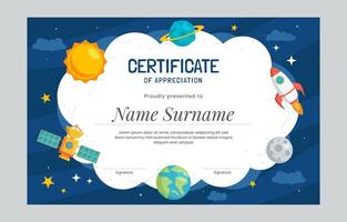 Outer Space Themed Fun Children Certificate Concept vector