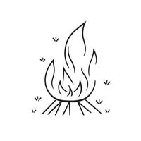 Simple Hand-Drawn Bonfire Outline in Flat Design vector