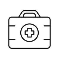 First Aid Kit Line Icon. Doctor's Medical Emergency Case Linear Pictogram. Medicine Tools Box Outline Icon. Medication Help Suitcase Sign. Editable Stroke. Isolated Vector Illustration.