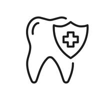 médico oral cuidado. dental tratamiento signo. dental seguro línea icono. dientes proteccion y higiene lineal pictograma. odontología contorno símbolo. editable ataque. aislado vector ilustración.