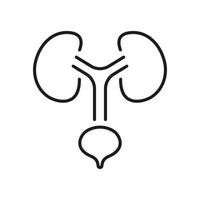 Human Urinary System Line Icon. Health Bladder and Kidney Linear Pictogram. Urology Disease Outline Icon. Anatomical Healthy Internal Organs. Editable Stroke. Isolated Vector Illustration.