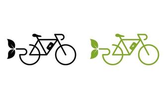 Electric Power Bicycle Silhouette Icon Color Set. Green Energy Eco Bike Pictogram. Eco Friendly Electricity City Transportation Symbol Collection on White Background. Isolated Vector Illustration.