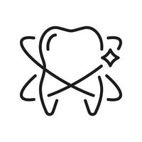 Clean Healthy Tooth, Dental Protection Linear Pictogram. Oral Hygiene. Teeth Whitening Line Icon. Dentistry Outline Symbol. Dental Treatment Sign. Editable Stroke. Isolated Vector Illustration.