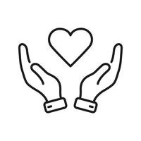 Human Hand and Heart Shape Line Icon. Love, Health, Charity, Care, Help Linear Pictogram. Peace and Friendship Outline Symbol. Emotional Support. Editable Stroke. Isolated Vector Illustration.