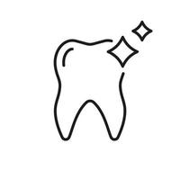 Human Tooth Shine Line Icon. Clean Oral, Teeth Hygiene Linear Pictogram. Natural Shiny Tooth, Dental Treatment Outline Icon. Dentistry Clinic Logo. Editable Stroke. Isolated Vector Illustration.