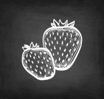 Strawberries. Chalk sketch on blackboard background. Hand drawn vector illustration. Retro style.