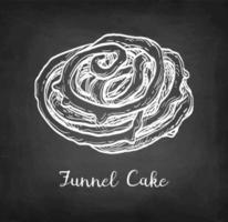 Funnel cake. Chalk sketch on blackboard background. Hand drawn vector illustration. Retro style.