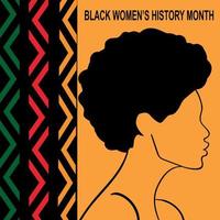Black history month. Woman silhouette with geometric pattern in green, yellow and red colors. African American History. Celebrated annual. vector