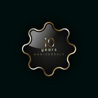 10 years anniversary Luxury gold element, button, symbol, Golden button and premium banner on dark background vector