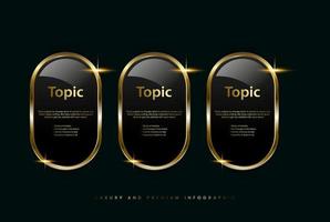 Set of three luxury buttons of user interface design and golden banner on dark background use as luxury concept vector illustration template design