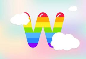 W Letter Rainbow patterns design, abstract rainbow letter for kids, love, family and scholl concept vector illustration design