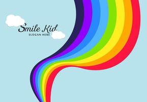 Beautiful waving rainbow abstract, and rainbow banner with soft clouds and text, rainbow Template for kid concepts vector illustration