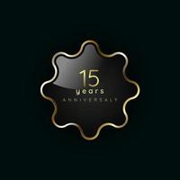 15 years anniversary Luxury gold element, button, symbol, Golden button and premium banner on dark background vector