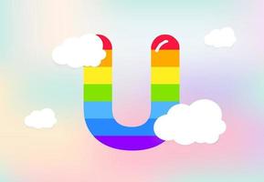 U Letter Rainbow patterns design, abstract rainbow letter for kids, love, family and scholl concept vector illustration design