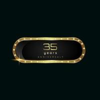 35 years celebration Golden buttons and premium banner on dark background use for as luxury button concept design vector