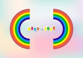 kids and love rainbow concept banner design, and Beautiful smooth white Clouds, with space for text, Vector Illustration