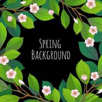 Spring floral background with cherry branches. Vector illustration.