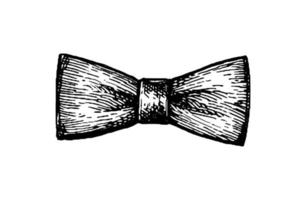 Bow tie. Ink sketch isolated on white background. Hand drawn vector illustration. Vintage style stroke drawing.