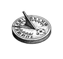 Sundial. Ink sketch isolated on white background. Hand drawn vector illustration. Retro style.