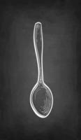 Spoon. Chalk sketch on blackboard background. Hand drawn vector illustration. Retro style.