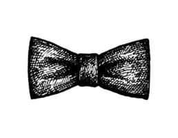 Bow tie. Ink sketch isolated on white background. Hand drawn vector illustration. Retro style.