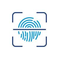 Biometric Identity Symbol. Fingerprint Identification Color Sign. Touch ID Line Icon. Finger Print Scanner Outline Icon. Editable Stroke. Isolated Vector Illustration.