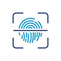 Biometric Identity Symbol. Fingerprint Identification Color Sign. Touch ID Line Icon. Finger Print Scanner Outline Icon. Editable Stroke. Isolated Vector Illustration.