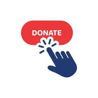 botón para en línea donar silueta icono. donación con hacer clic pictograma. apoyo y dar ayuda en línea icono. caridad y donación concepto. aislado vector ilustración.