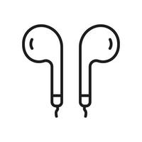 Earphone Line Icon. Wireless Headphone Linear Sign. Portable Ear Phone for Listening to Music Outline Symbol. Earbud Sound Equipment. Headset Icon. Editable Stroke. Isolated Vector Illustration.
