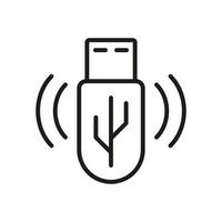 Portable Memory Stick Line Icon. USB Equipment Linear Pictogram. Data Storage, Flash Disk Outline Symbol. Electronic Hardware, Backup Memory Drive. Editable Stroke. Isolated Vector Illustration.