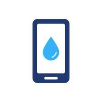 Water Drink Reminder Silhouette Icon. App of Daily Water Tracker for Mobile Phone. Smartphone with Application for remind Drink Dose. Water Planner Color Icon. Vector Isolated Illustration.