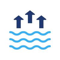 High Tide Silhouette Icon. Waves on the Sea or Ocean Color Icon. Vector Isolated Illustration.