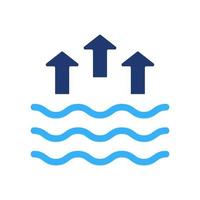 High Tide Silhouette Icon. Waves on the Sea or Ocean Color Icon. Vector Isolated Illustration.