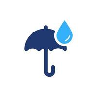 Umbrella Protective from Rain Silhouette Icon. Umbrella with Drop Icon. Rain Concept Color Linear Pictogram. Isolated Vector Illustration.