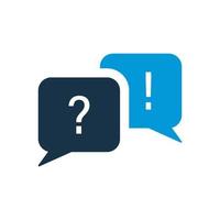 Question Mark and Exclamation on Speech Bubble Mark Silhouette Icon. Ask and Answer FAQ Sign. Dialog Talk Social Discussion Glyph Pictogram. Chat Request Info Help Icon. Isolated Vector Illustration.