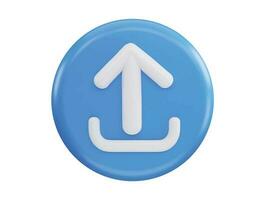 Upload up arrow button 3d rendering vector icon illustration