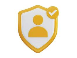 User with protect shield 3d rendering vector icon illustration