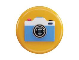 Camera multimedia application content creation digital button with 3d vector icon illustration