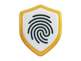 Fingerprint on protect shield 3d rendering vector icon illustration