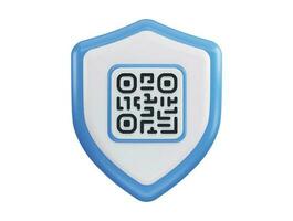 QR code with protect shield 3d rendering vector icon illustration