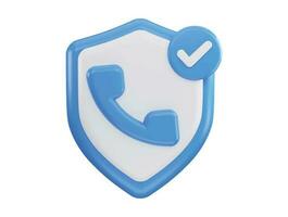 Phone with protect shield 3d rendering vector icon illustration