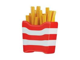 French fries 3d rendering vector icon illustration