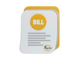 Bill with signature icon 3d rendering vector illustration