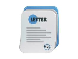 Letter with signature icon 3d rendering vector illustration