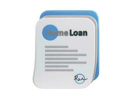 Home loan agreement paper with signature icon 3d rendering vector illustration